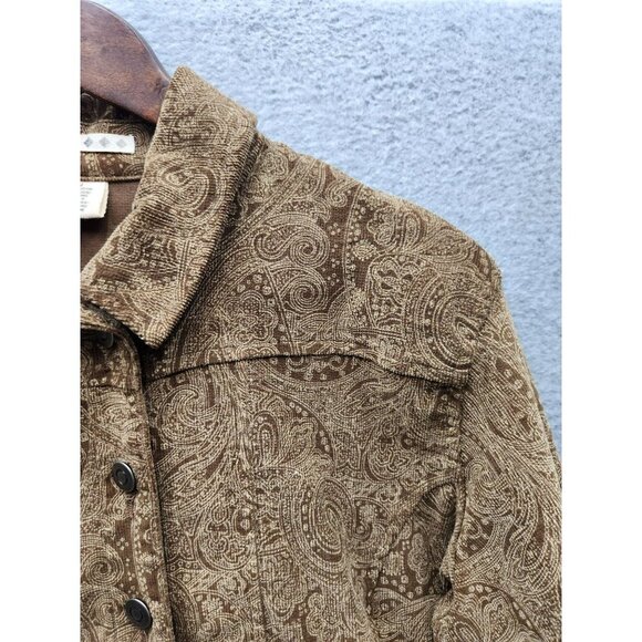 5 Diamonds  Vintage Style Womens Medium Paisley Button-Up Jacket Brown - Picture 2 of 6